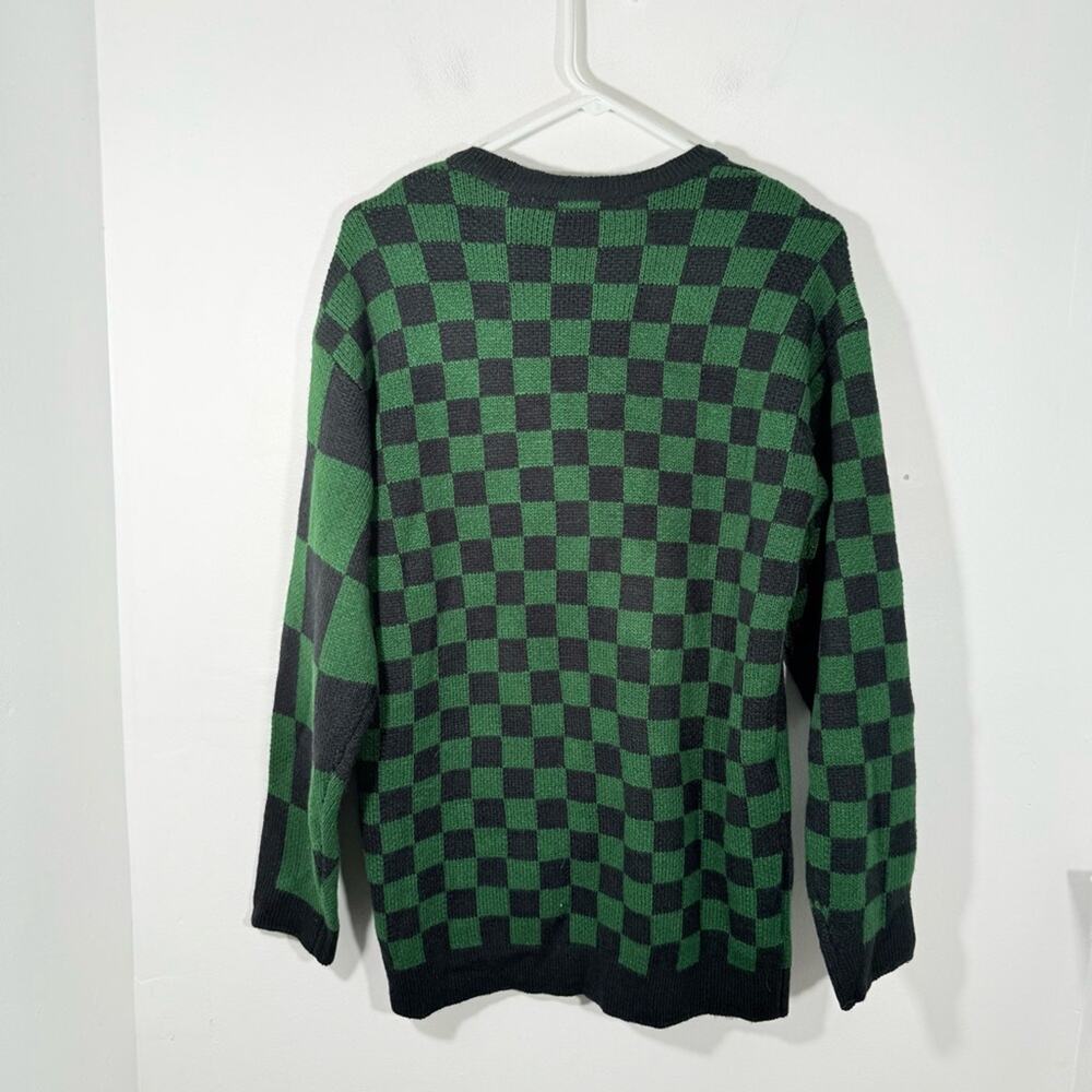 Warner Bros Harry Potter Slytherin Green Black Checkered Sweater Cardigan XS - Picture 9 of 12